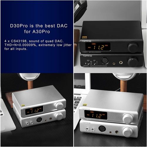  [아마존베스트]Dilvpoetry Topping A30 Pro NFCA Headphone Amplifier SE Balanced Input XLR 4.4mm 6.35mm Output 6000mW × 2 Headphone Amplifiers for D30 Pro (Black)