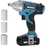 [아마존베스트]WESCO 20V Cordless Impact Wrench, 1/2-inch, 1602In-lbs Max Torque, 2.0Ah Li-ion Battery with Charger, 3000 Max IPM, 2400 Max RPM, Impact Sockets, Belt Clip for Easy Carrying/WS2905