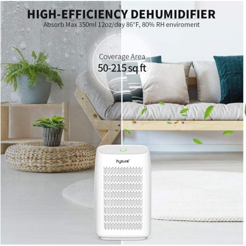 Hysure Dehumidifier,700ml Compact Deshumidificador 1200 Cubic Feet(215 sq ft),Mini Home Dehumidifier,Quiet and Problem for RV,Bathroom,Basement,Closet,Bedroom White