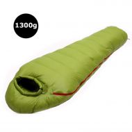 One- one- Winter Ultralight Thermal Adult Mummy 95% White Goose Down Sleeping Bag Sack W/Compression Pack for Backpacking Camping Hiking,1300G Green
