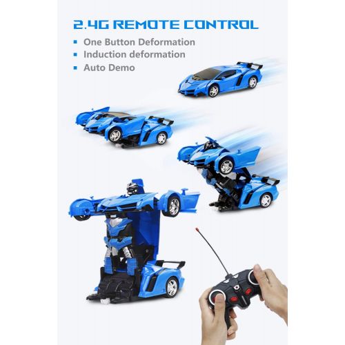  [아마존베스트]AMEOW Remote Control Car TransformRobot Gesture Sensing Toys,RC Cars Robot for Kids, One-Button Deformation and 360°Rotating Drifting, Best Gift for Boys and Girls 1:18 - (Blue)