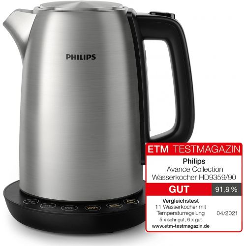 필립스 Philips HD9359/90 Wasserkocher aus Edelstahl fuer Tee bis Babynahrung (2200 Watt, 1,7 Liter, Warmhaltefunktion)