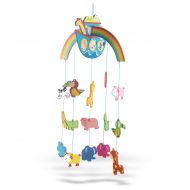 Fabric Wooden Noahs Ark with Animals Crib Mobile for Baby Nursery, 26 Inch