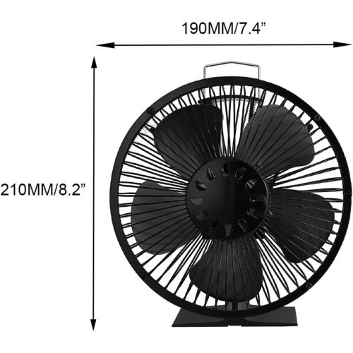  MagiDeal 5 Blades Heat Powered Stove Fan with Thermometer Fireplace Top Heat Distribution Wood/Log Burner Wood Burning Stove Fan for Pellet Stove