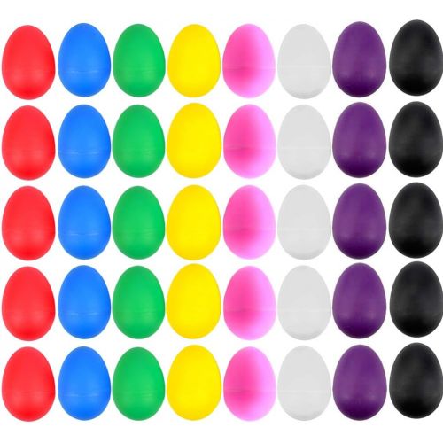 [아마존베스트]EVNEED 40 Pcs Plastic Egg Shakers Set Percussion Musical Egg Maracas Kids Toys with 8 Different Colors for Child Toys Music Learning DIY Painting,Easter Eggs