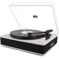 LP&NO.1 Record Player wirelessTurntable with Built-in Speakers and USB Play&Recording Belt-Driven Vintage Phonograph Record Player 3 Speed for Entertainment and Home Decoration(Light Gray)