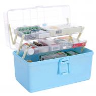 LXYFMS First aid kit LXYFMS Household Three-Layer Medicine Box Medicine Box Multi-Layer First-aid Family Storage Box Light Blue 34x19x22.5cm