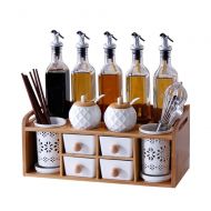 Storage rack Kitchen shelf/double spice box/glass oil bottle combination/ceramic sealed jar/chopstick holder/salt sauce vinegar bottle/seasoning bottle