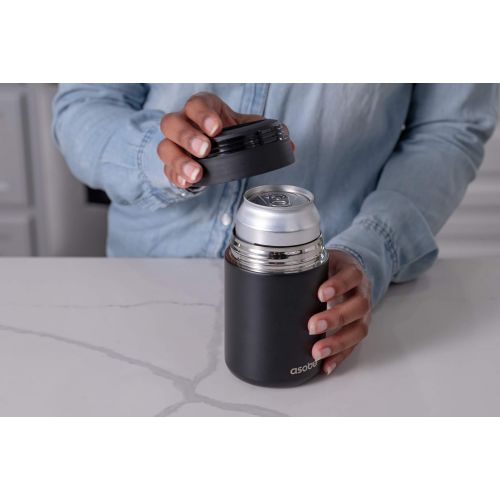  Asobu Frosty Beer 2 Go Vacuum Insulated Double Walled Stainless Steel Beer Can and Bottle Cooler with Beer Opener (black)