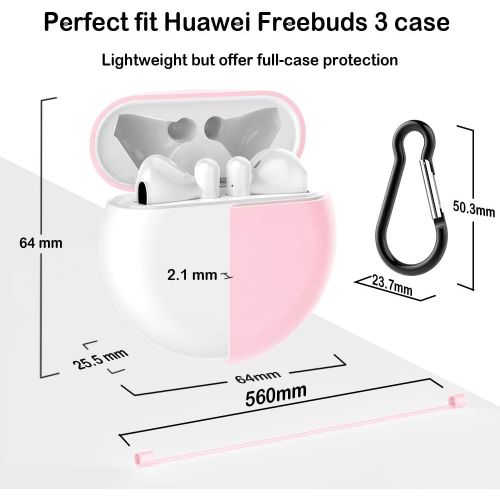  [아마존베스트]GeeRic Compatible with Huawei Freebuds 3 silicone case (LED visible), 3-in-1 case compatible with Freebuds 3 protective cases.