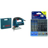 Bosch Power Tools Jigsaw Kit - JS572EK - 7.2 Amp Corded Variable Speed Top-Handle Jig Saw Kit with Assorted Blades and Carrying Case & 10-Piece Assorted T-Shank Jig Saw Blade Set T