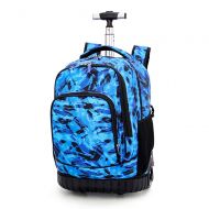 Sondre Lightweight 2-in-1 Luggage Suitcase Mens Blue Camouflage Pattern Wheeled Rolling Backpack/School Bag/Laptop/Travel/Business Luggage for Students Kids Adult Multi-Compartment Case (