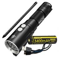 Nitecore DL10 1000 Lumen White/Red LED 30m Submersible Diving Flashlight Plus High Capacity 3400mAh USB Rechargeable Battery & Lumen Tactical Charging Cable
