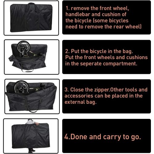  [아마존베스트]TUYU 26 inch Bike Travel Bag Heavy Duty 1680D Oxford Cloth Folding Bicycle Carry Bag Pouch Transport Cover Carrying Case for Transport,Air Travel,Shipping BD0003