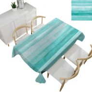Warm Family Teal Decor Easy Care Tablecloth Painted Wood Texture Penal Horizontal Lines Birthdays Easter Holiday Print Backdrop 60 Wx102 L Turquoise