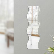 Zerama 6pcs Wave Stereoscopic Mirror Wall Sticker Housing Decoration for TV Background