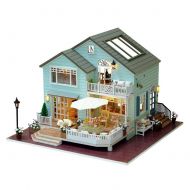 Per Newly Dollhouse Miniature DIY Kit with Furniture Creative Room Wooden Cabin Without Dust Cover