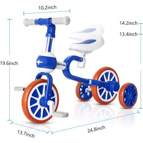  [아마존베스트]VOKUL 3 in 1 Baby Balance Bike with Detachable Pedals,Toddler Walking Tricycle/Bicycle for 1-3 Years Old Kids , Trike 3 Wheel Training Bike First Birthday Gift
