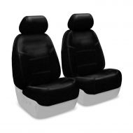 Coverking Custom Fit Front 50/50 Bucket Seat Cover for Select Acura MDX Models - Premium Leatherette Solid (Black)