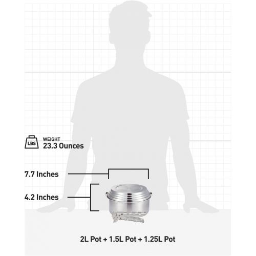  [무료배송] Solo Stove 3 Pot Set 솔로 스토브 정품 3 포트 세트 스테인레스 스틸 캠핑 배낭 요리기구 주방 키트 