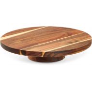 Juvale Round Acacia Wood Cake Stand for Wedding, Wooden Serving Platter for Appetizers and Desserts (12.75 Inches)