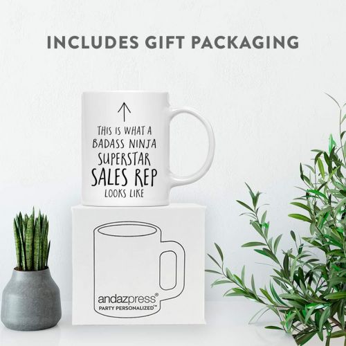  Andaz Press Funny 11oz. Ceramic Coffee Tea Mug Gift, This is What a Badass Ninja Superstar Sales Rep Looks Like, 1-Pack, Birthday Christmas Gift Ideas Coworker