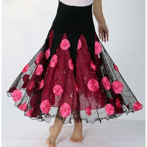  Whitewed Whtiewed Long Ballroom Smooth Flamenco Waltz Dance Practice Show Sport Skirts