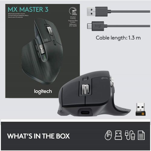 로지텍 [아마존베스트]Logitech MX Master 3 Advanced Wireless Mouse - Graphite