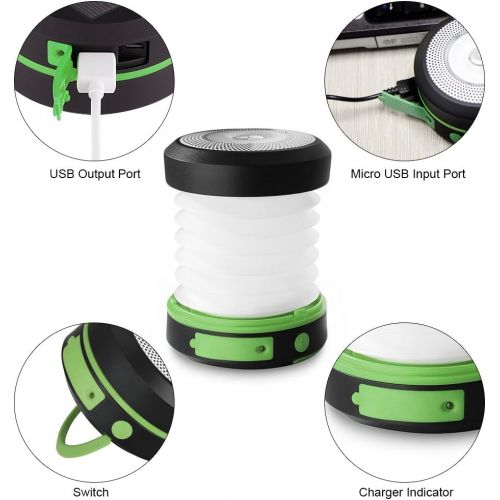  SUAOKI Led Camping Lanterns for Lighting (Powered by Solar Panel and USB Charging) Collapsible Flashlight for Outdoor Hiking Tent Garden (Emergency Charger for Phone, Water-Resista