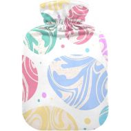 hot Water Bag with Soft Cover 1 Liter fashy ice Packs for Injuries, Hand & Feet Warmer Seamless Colorful Marbled Easter Eggs