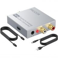 PROZOR 192k Digital to Analog Converter DAC Supports Volume Control,Optical to RCA Converter, Digital Coaxial SPDIF Toslink to Analog Stereo LR RCA 3.5mm Jack Audio Adapter