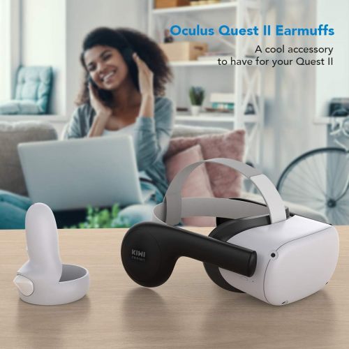  [아마존베스트]KIWI design Silicone Ear Muffs for Oculus Quest/ Quest 2 VR Headset, A Enhancing Sound Solution for Oculus Quest/Quest 2 Accessories (Black, 1 Pair)