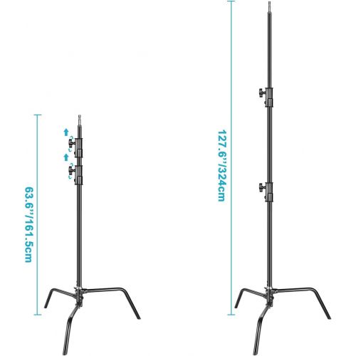 니워 [아마존베스트]Neewer Heavy Duty Light Stand with Detachable Base, 5-10 feet/1.6-3.2 Meters Adjustable C Stand with 2 Risers for Studio Photography Location Shooting, Aluminum Alloy, Max Load Cap
