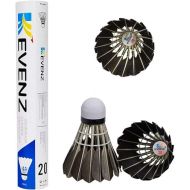 KEVENZ 12-Pack Goose Feather Badminton Shuttlecocks with Great Stability and Durability, High Speed Badminton Birdies Balls (Black)