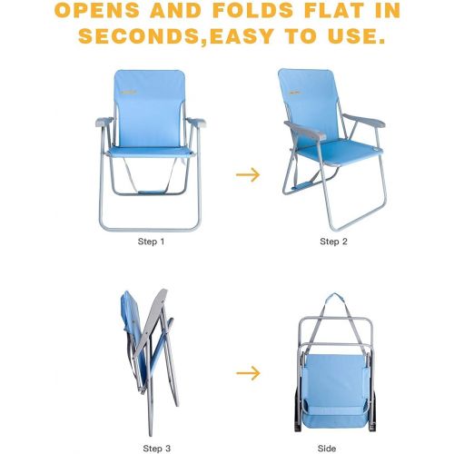  #WEJOY High Back Outdoor Lawn Concert Beach Folding Chair with Hard Arms Shoulder Strap Pocket for Adults Camping Festival Sand, Supports 300 lbs