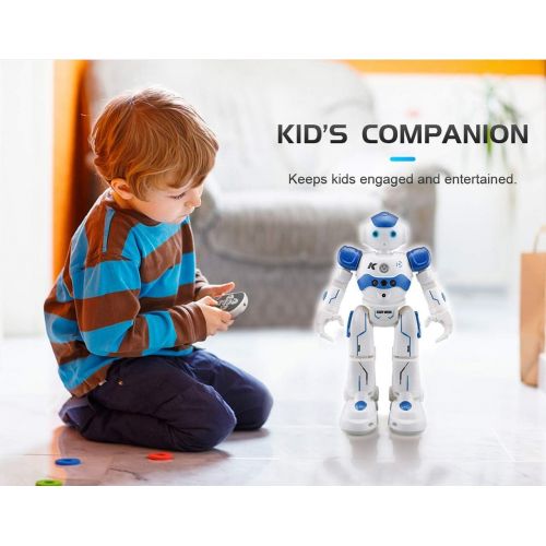  [아마존베스트]Threeking Robots Toys Gifts for 6+ Years Old Kids RC Robot Toys Programmable Smart Sensing Music Robot Toys Birthday Gifts Presents Indoor Toys for Kids - Male Voice