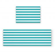 BMALL Kitchen Rug Mat Set of 2 Piece Turquoise and White Stripe Inside Outside Entrance Rugs Runner Rug Home Decor 23.6x35.4in+23.6x70.9in