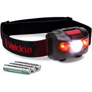 VEKKIA Ultra Bright LED Headlamp - 5 Lighting Modes, White & Red LEDs, Adjustable Strap, IPX6 Water Resistant. Great for Running, Camping, Hiking & More. Batteries Included