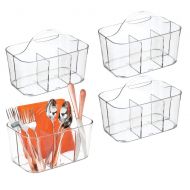 MDesign mDesign Plastic Cutlery Storage Organizer Caddy Bin - Tote with Handle - Kitchen Cabinet or Pantry - Basket Organizer for Forks, Knives, Spoons, Napkins - Indoor or Outdoor Use - 4