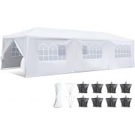 SereneLife SLTET30 Party Commercial Instant Shelter with 4 Walls-Waterproof Tent with 8 Sand Bags, One Size, White