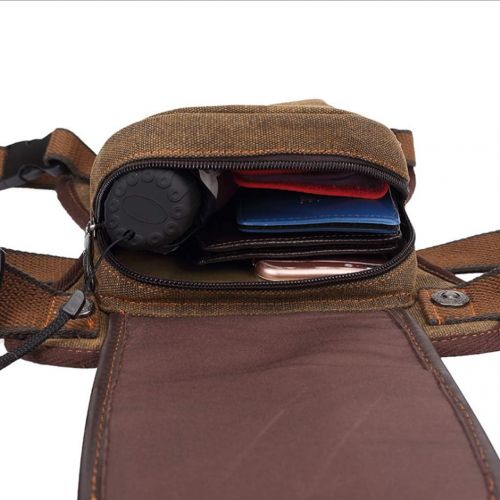  Hebetag Canvas Drop Leg Bag Outdoor Waist Pack for Men Women Tactical Military Motorcycle Bike Cycling Multi-Pocket Waist Fanny Pouch Travel Hiking Climbing Thigh Bag Pocket