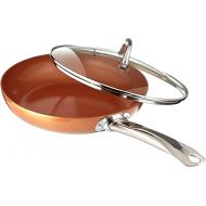 [아마존베스트]Copper Chef 10 Inch Round Frying Pan With Lid -Skillet with Ceramic Non Stick Coating. Perfect CookwareForSaute And Grill