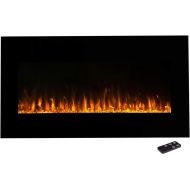 Northwest (Black 36-Inch Electric Fireplace Wall Mounted-LED Fire and Ice Flame, Adjustable Heat, and Brightness with Remote, (L) x (W) 5.7” x (H) 18