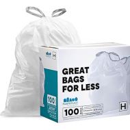 Plasticplace Custom Fit Trash Bags, Compatible with simplehuman Code H (100 Count) White Drawstring Garbage Liners 8-9 Gallon / 30-35 Liters, 18.5