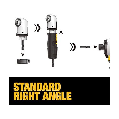  DEWALT Right Angle Drill Adaptor, FlexTorq, 4-in-1 System, Compact, Straight Flexible Shaft, 12-Inch (DWAMRASETFT)