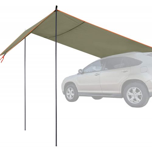  REDCAMP Waterproof Car Side Awning Sun Shelter, Portable Auto Canopy Camper Sun Shade with Adjustable Tarp Poles and Suction Cup for Camping, Picnic, Travel