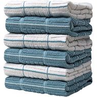 [아마존베스트]Bumble Towels Premium Kitchen Towels (16”x 26”, 6 Pack)  Large Cotton Kitchen Hand Towels  Window Pane Design  435 GSM Highly Absorbent Tea Towels Set with Hanging Loop  Aqua