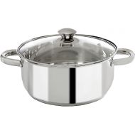 Ecolution Stainless Steel Stock Pot with Encapsulated Bottom Matching Tempered Glass Steam Vented Lids, Made Without PFOA, Dishwasher Safe, 5-Quart, Silver