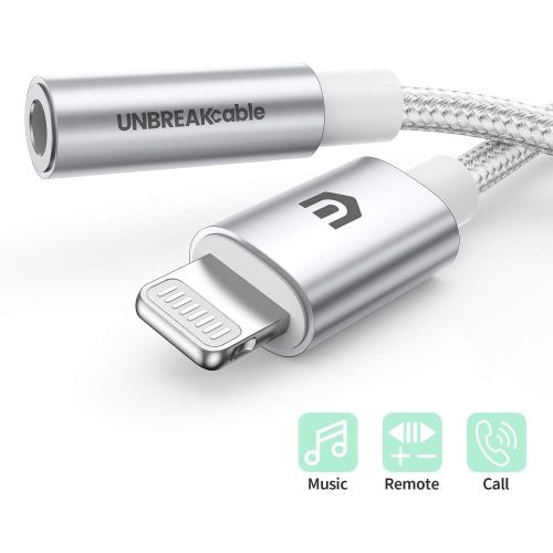  [아마존베스트]UNBREAKcable Adapter Headphone iPhone with Original Chip [Extreme Durability] Lightning to 3.5 mm Jack Headphone Jack Aux Adapter Compatible with iPhone / iPad / iPod