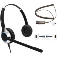TruVoice Deluxe Double Ear Noise Canceling Call Center  Office Headset & HIS Adapter For Avaya IP 1608, 1616, 9601, 9608, 9611, 9611G, 9620, 9620C, 9620L, 9621, 9630, 9631, 9640, 9641, 965